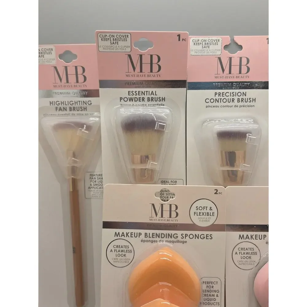 Must Have Beauty Make-Up Brush Collection Cover MHB 5 Brushes 2 sponge sets NIB
